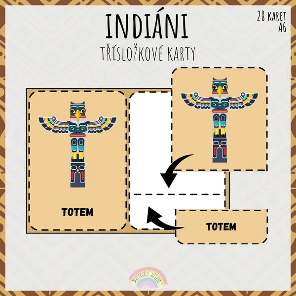 🪶Indiáni, třísložkové karty🪶