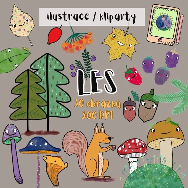 LES - 30 barevných ilustrací/klipartů