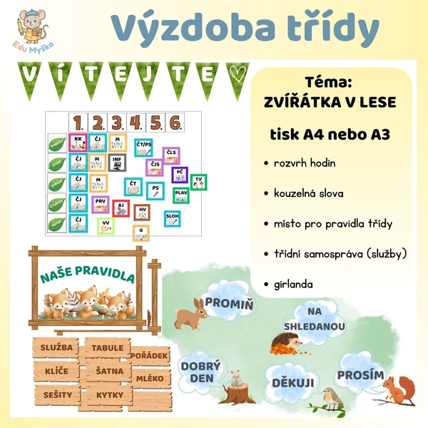 Výzdoba třídy - lesní zvířátka