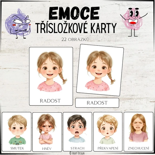 Emoce - Třísložkové karty