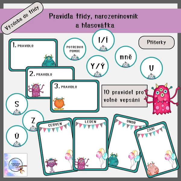 PRAVIDLA TŘÍDY / HLASOVÁTKA / NAROZENINOVNÍK/ příšerky