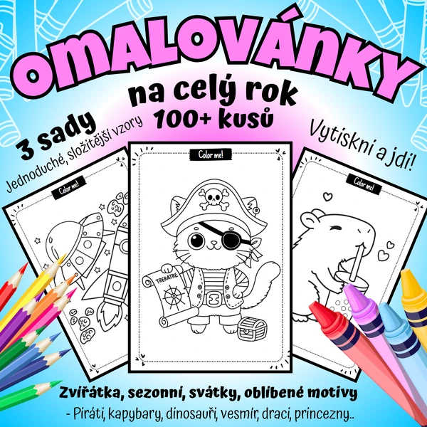 🎨 Mega sada omalovánek na celý rok – 110 obrázků pro každou příležitost!🖍️