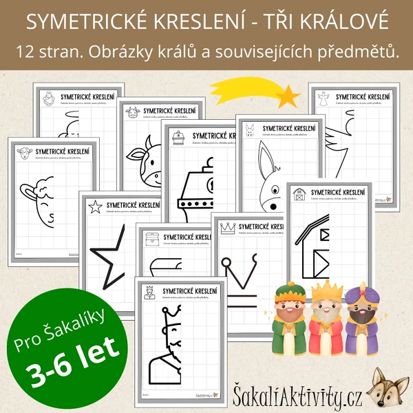  Symetrické obrázky/kreslení - TŘI KRÁLOVÉ 