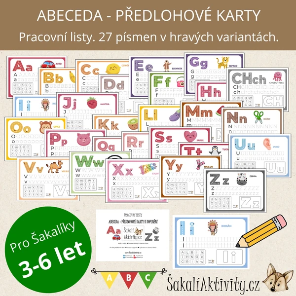 Pracovní listy - ABECEDA - předlohové karty k doplnění