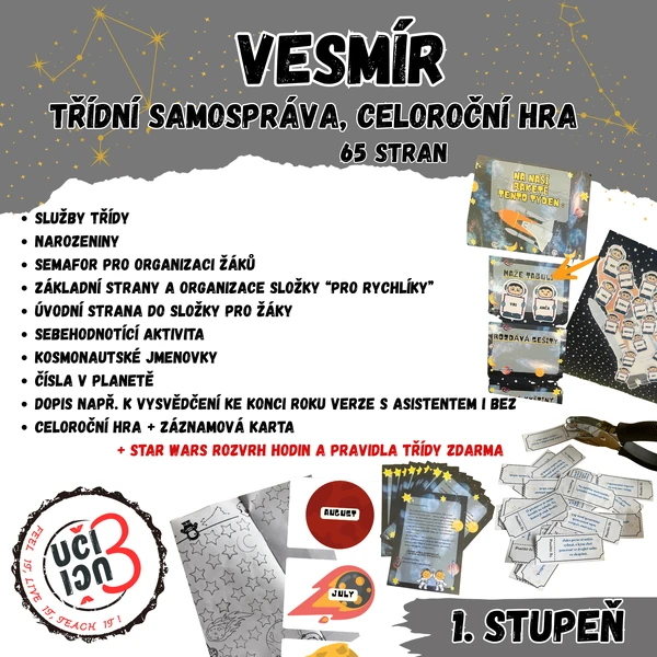 Vesmír- kompletní balíček třídní samosprávy včetně celoroční hry