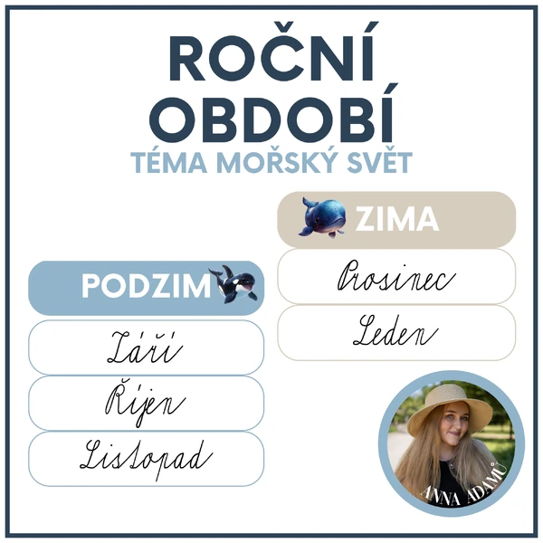 Roční období a měsíce - mořský svět