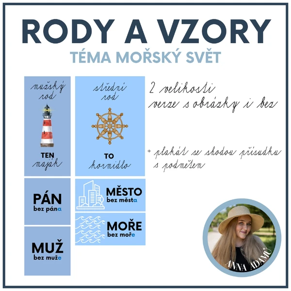 Rody a vzory podstatných jmen - mořský svět 