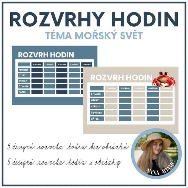 Rozvrhy hodin pro děti - mořský svět 