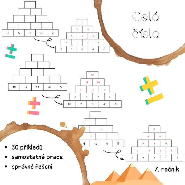 Celá čísla - sčítací pyramidy