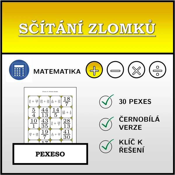 Pexeso - Sčítání zlomků | matematika