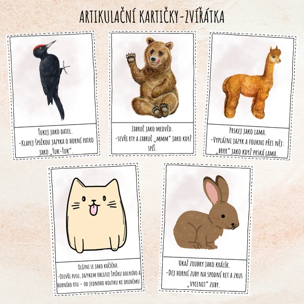 ARTIKULAČNÍ KARTIČKY-ZVÍŘÁTKA