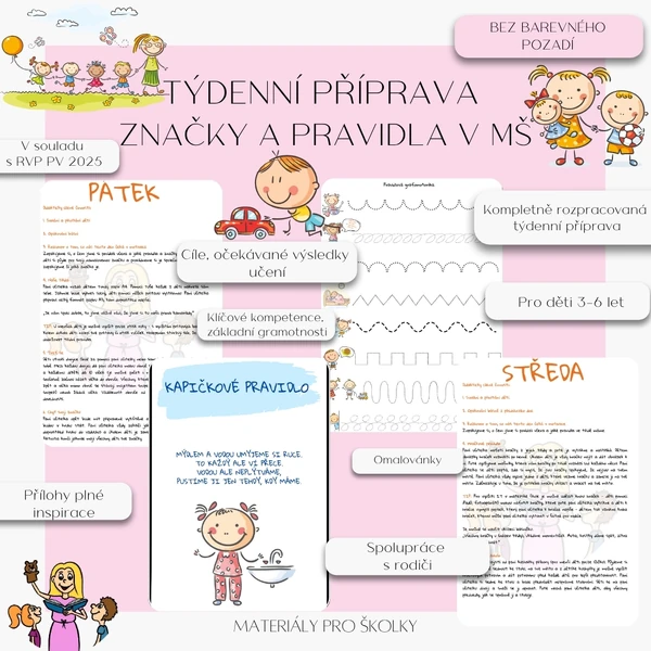 Týdenní příprava - Značky a pravidla v MŠ (bez barevného pozadí)