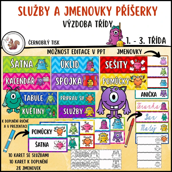 Služby a jmenovky příšerky