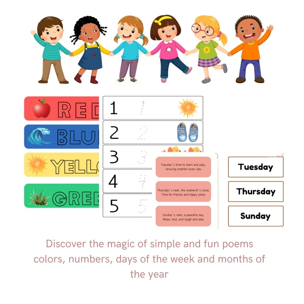 Basics with poem (colours, numbers, days and months)