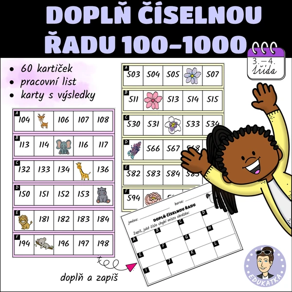 Doplň číselnou řadu 100 - 1000