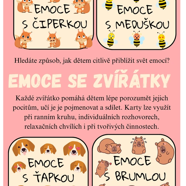 Emoce - karty, zvířátka