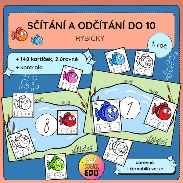 Sčítání a odčítání do 10 - rybičky