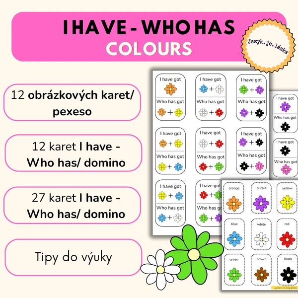 Colours ~ I have - Who has? Domino, Pexeso