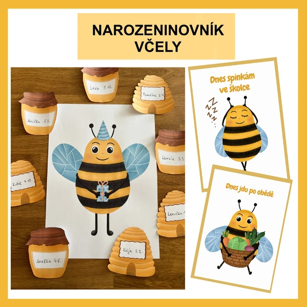 Narozeninovník a cedulky - včely