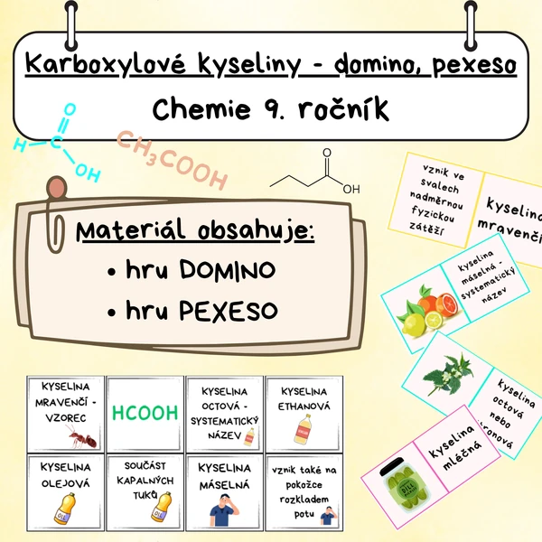 Karboxylové kyseliny - domino, pexeso