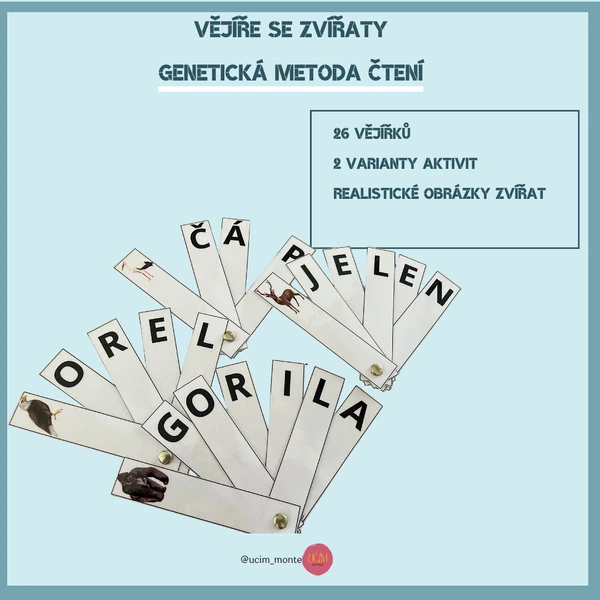 Vějíře se zvířaty - genetická metoda čtení