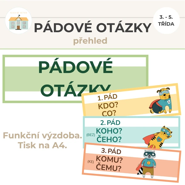 Pádové otázky přehledy - superhrdinové