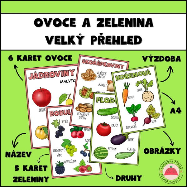 Ovoce a zelenina - velký přehled - výzdoba