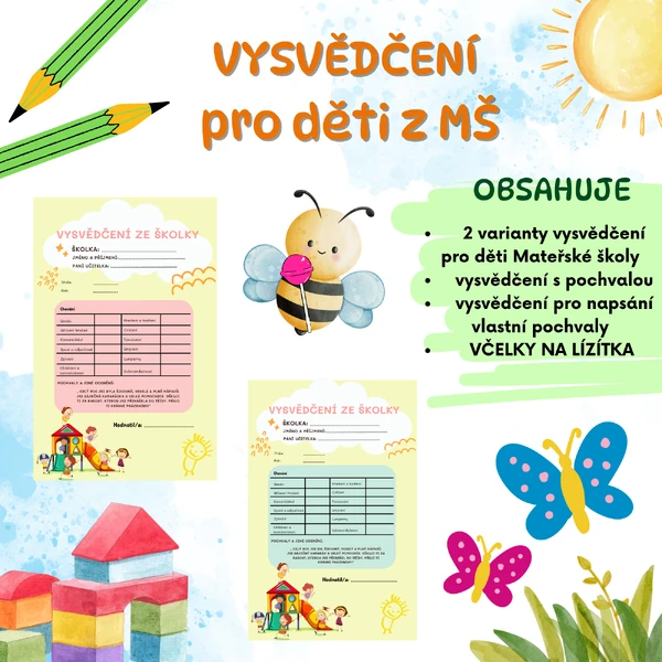 VYSVĚDČENÍ pro děti MŠ
