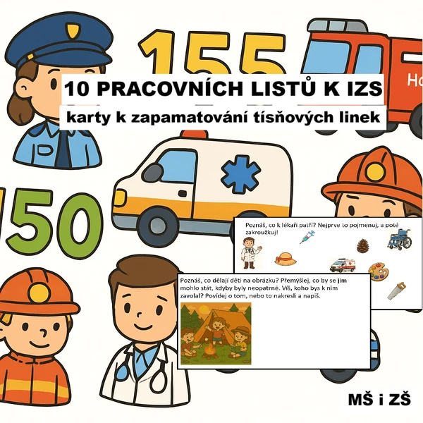 IZS - pracovní listy a karty k zapamatování tísňových linek