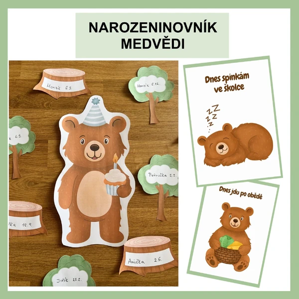 Narozeninovník a cedulky - medvědi