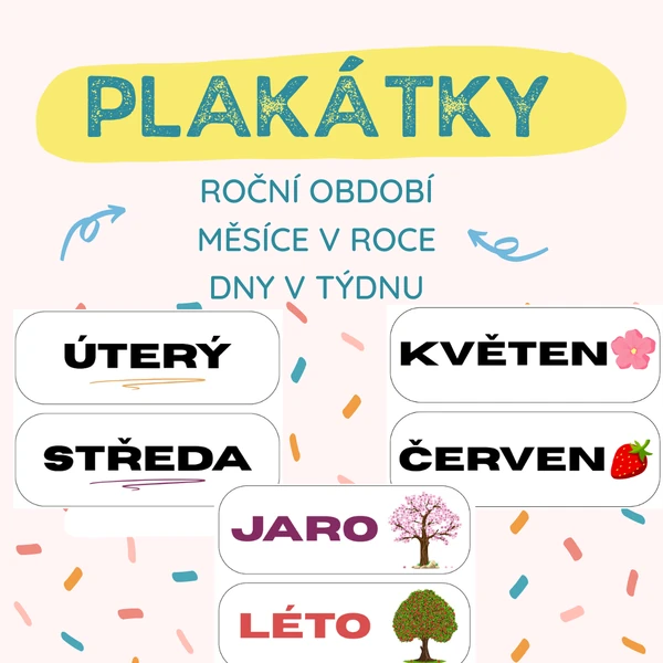 Plakátky-roční období, měsíce v roce, dny v týdnu
