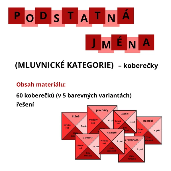PODSTATNÁ JMÉNA (MLUVNICKÉ KATEGORIE) - koberečky