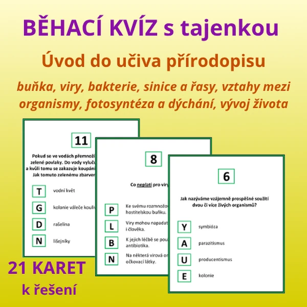 BĚHACÍ KVÍZ s tajenkou - Úvod do učiva přírodopisu