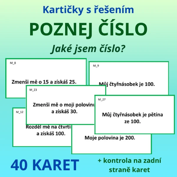 Kartičky s řešením – POZNEJ ČÍSLO