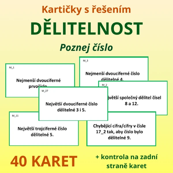 Kartičky s řešením – DĚLITELNOST (poznej číslo)