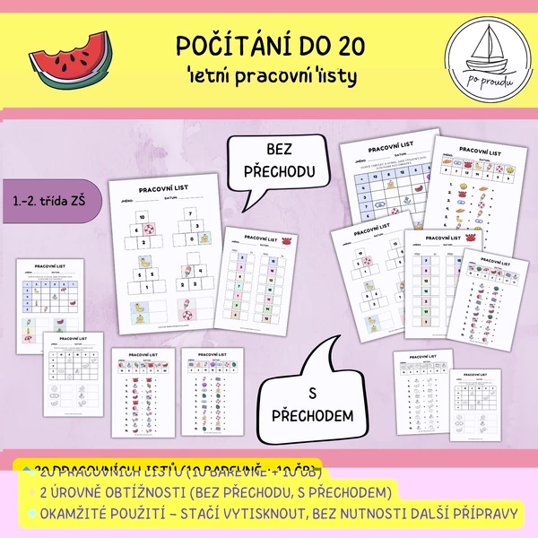 Počítání do 20 - letní pracovní listy