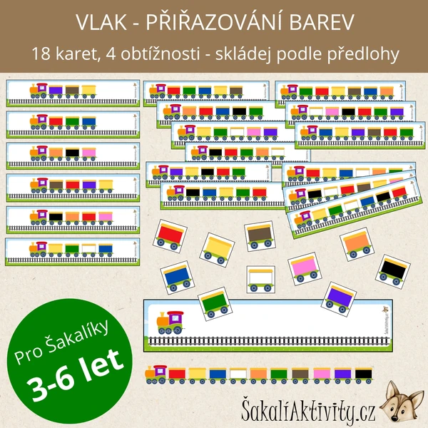  VLAK - Mašinka s vagónky - Přiřazování barev 