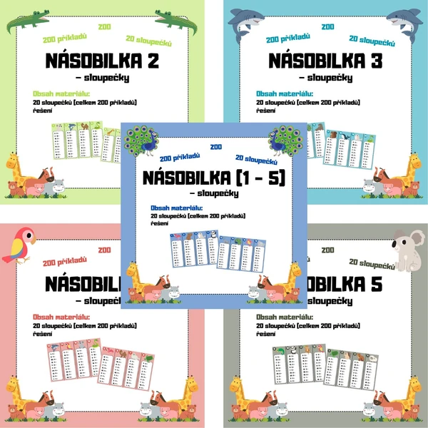 SOUBOR NÁSOBILKY (1 – 5) - sloupečky