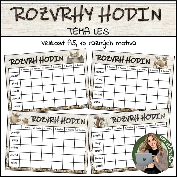 Rozvrhy hodin pro žáky - téma LES