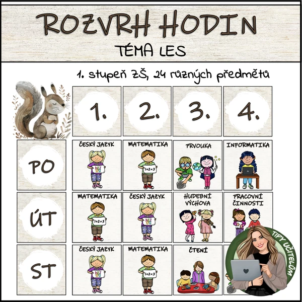 Velký rozvrh hodin - téma LES