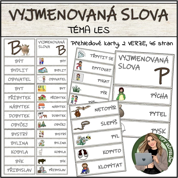 Vyjmenovaná slova - téma LES (dvě verze)