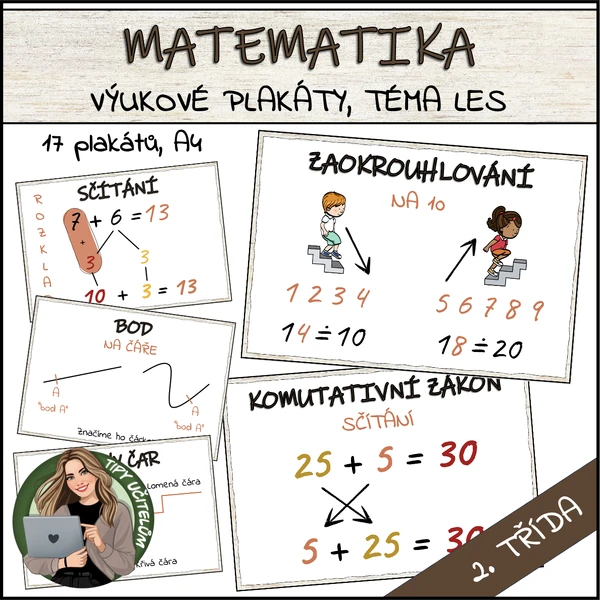 Plakáty do matematiky - 2. třída - téma LES
