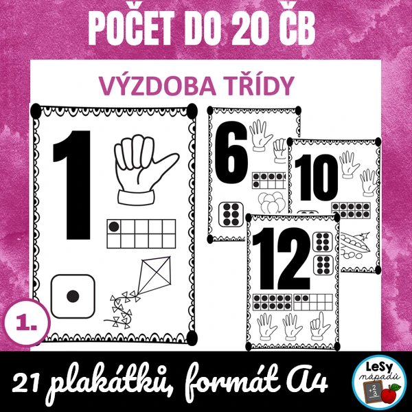 Počet do 20 - čb plakáty