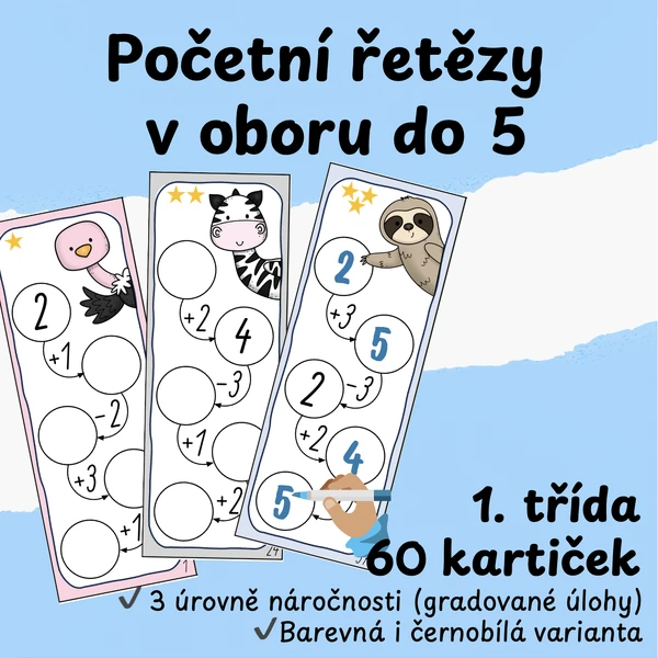 Početní řetězy v oboru do 5 - gradované úlohy