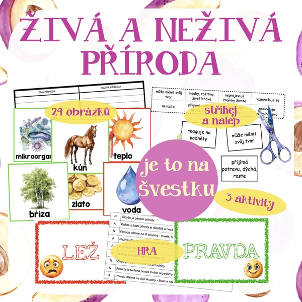 Živá a neživá příroda - 3 aktivity