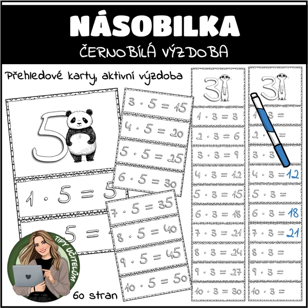 Násobilka - černobílá výzdoba