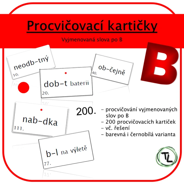 Procvičovací kartičky - Vyjmenovaná slova po B