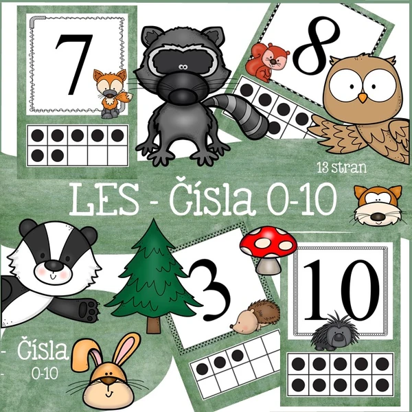 LES - Čísla 0-10 (výzdoba třídy)