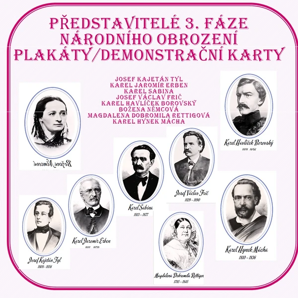 Představitelé 3. fáze národního obrození - plakáty/demonstrační karty