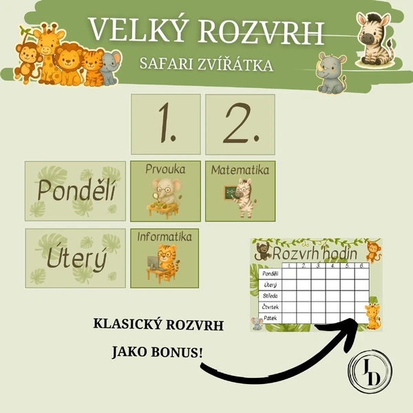 Velký rozvrh do třídy - SAFARI